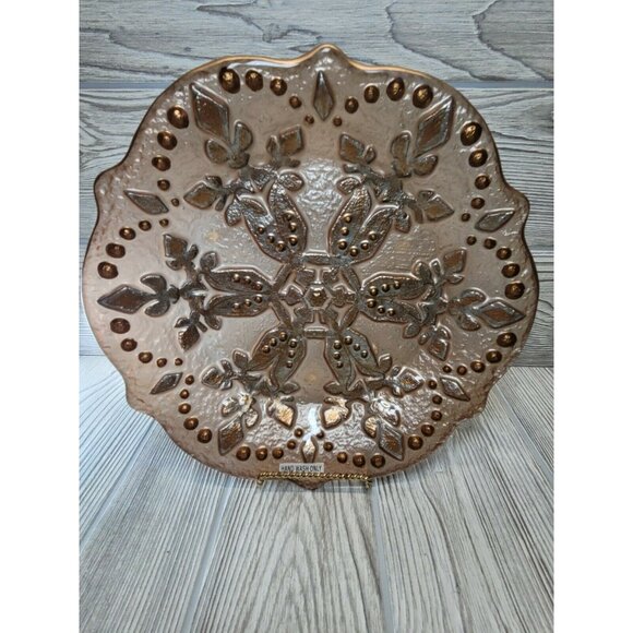 2 Pc Snowflake Server Platter Christmas Fused Glass Grassland Road Amscan - Picture 7 of 10